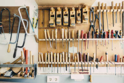 Workbench with tools